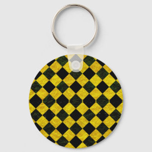 Llavero Patrón a cuadros negro y amarillo