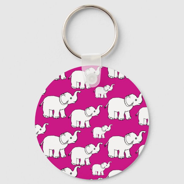 Llavero Patrón animal rosado Personalizado Elefante (Anverso)