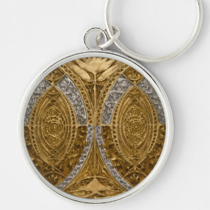 Llavero Patrón Art Déco de Plata y Oro