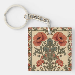 Llavero Patrón Art Nouveau Floral de Amapolas de William M