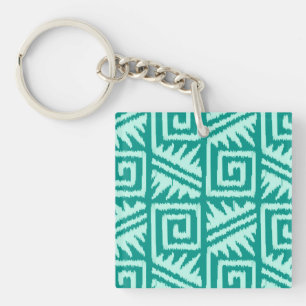 Llavero Patrón Azteca Ikat - Turquesa y Aqua