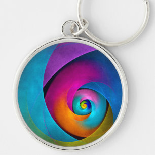 Llavero Patrón azul rosado del arte del resumen floral mod