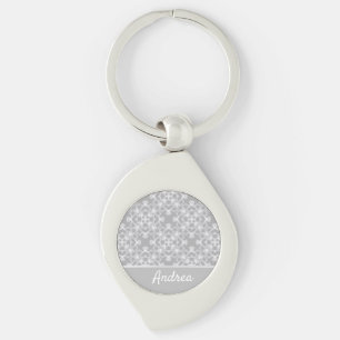 Llavero Patrón blanco y gris personalizado
