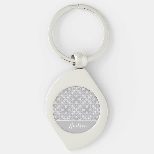 Llavero Patrón blanco y gris personalizado (Anverso)