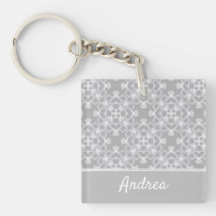 Llavero Patrón blanco y gris personalizado