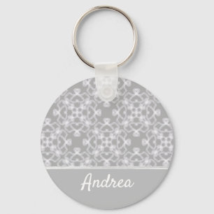 Llavero Patrón blanco y gris personalizado