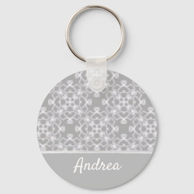 Llavero Patrón blanco y gris personalizado (Anverso)