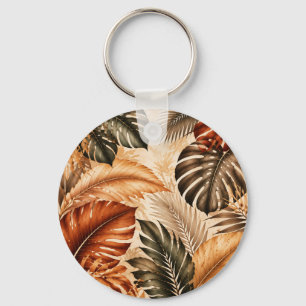 Llavero Patrón Botánico Monstera Tropical de Otoño