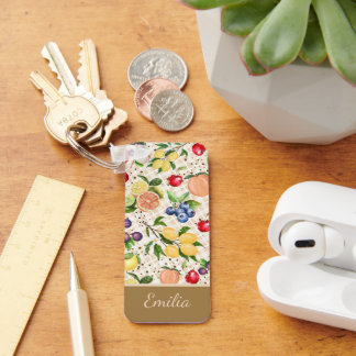 Llavero Patrón cítrico personalizado marrón y beige