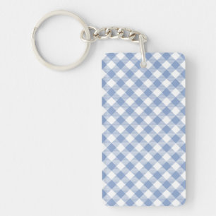Llavero Patrón clásico de gingham azul claro con estampado