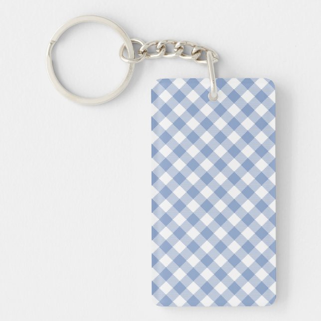 Llavero Patrón clásico de gingham azul claro con estampado (Frente)