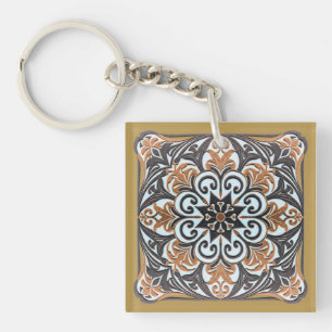 Llavero Patrón clásico floral simétrico ornamental