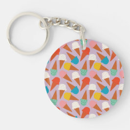 Llavero Patrón Colorido de Cono de Helado Dibujado a Mano