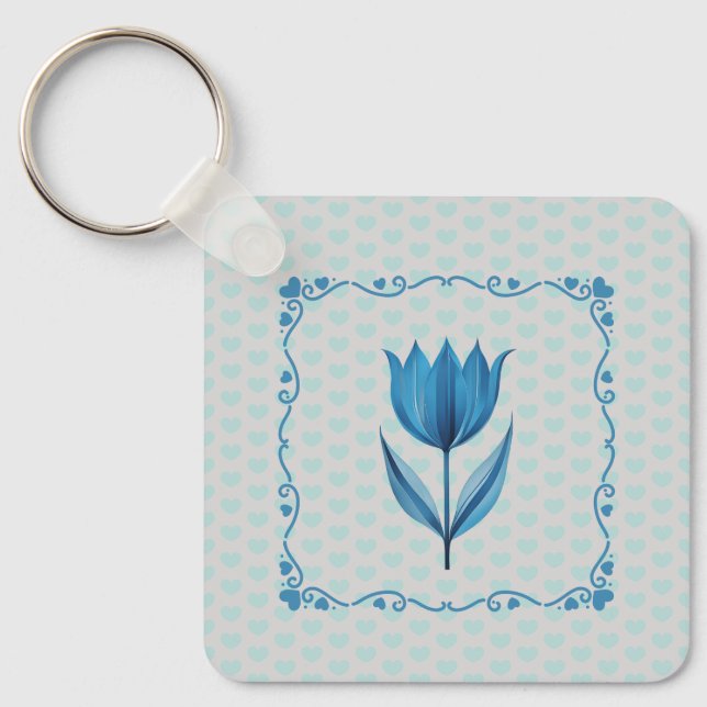 Llavero Patrón con un Tulipán Azul  (Anverso)