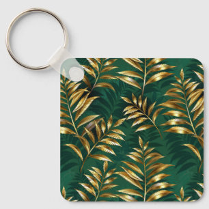 Llavero Patrón continuo con helechos dorados