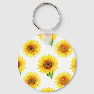 Llavero Patrón continuo de acuarela de girasol brillante
