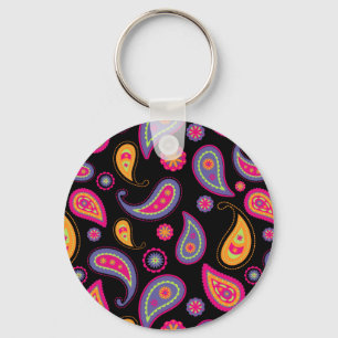 Llavero Patrón continuo de Paisley colorido