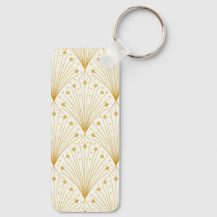 Llavero Patrón de abanico deco en oro y blanco