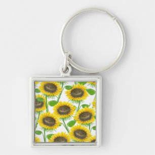 Llavero Patrón de acuarela de girasoles
