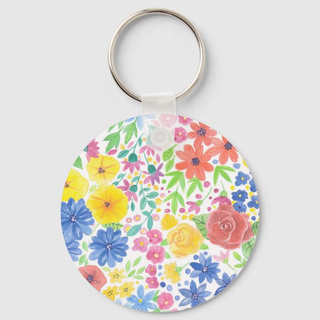 Llavero Patrón de acuarela floral (Anverso)