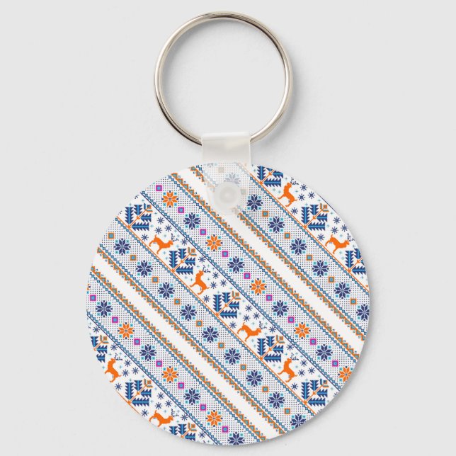 Llavero Patrón de adorno de navidad sin costura (Anverso)