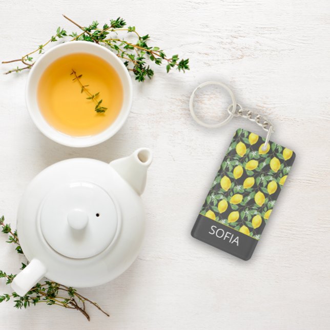 Llavero Patrón de agua de limón nombre personalizado gris  (Subido por el creador)
