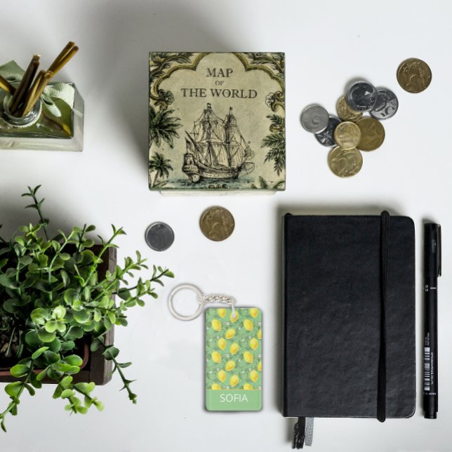 Llavero Patrón de agua limón nombre personalizado amarillo (Subido por el creador)