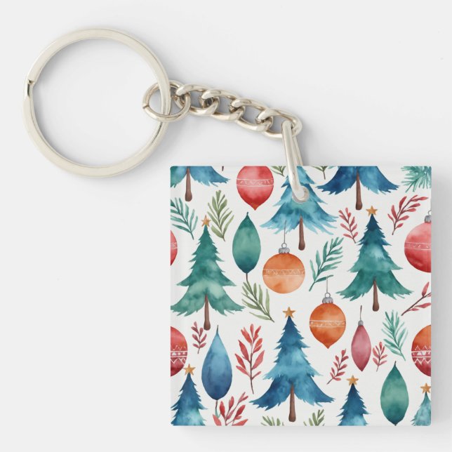 Llavero Patrón de árbol de Navidad (Frente)