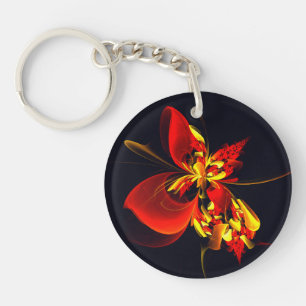 Llavero Patrón de arte abstracto moderno floral amarillo r