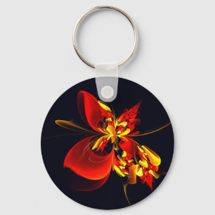Llavero Patrón de arte abstracto moderno floral amarillo r