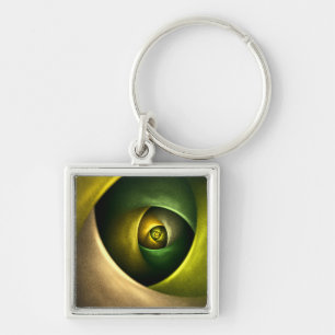 Llavero Patrón De Arte Abstracto Verde Floral Moderno De S