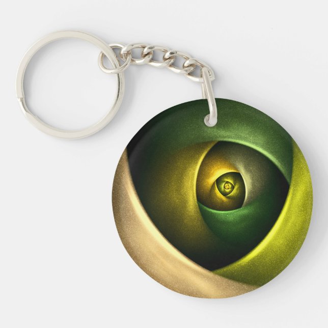 Llavero Patrón De Arte Abstracto Verde Floral Moderno De S (Frente)