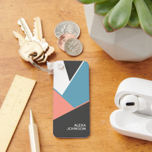 Llavero Patrón de Arte de Bloque de Cadera Geométrico Chic