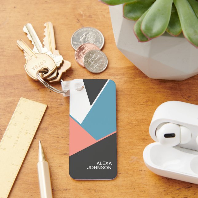 Llavero Patrón de Arte de Bloque de Cadera Geométrico Chic (Escritorio )