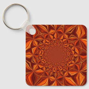Llavero Patrón de arte digital del Kaleidoscope rojo-28503