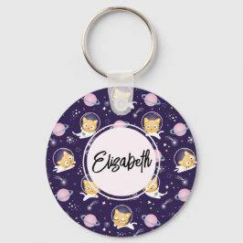 Llavero Patrón de astronautas de gatos gatitos