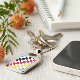 Llavero Patrón de bandera de diamante azul amarillo rojo n