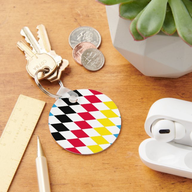 Llavero Patrón de bandera de diamante azul amarillo rojo n (Escritorio )