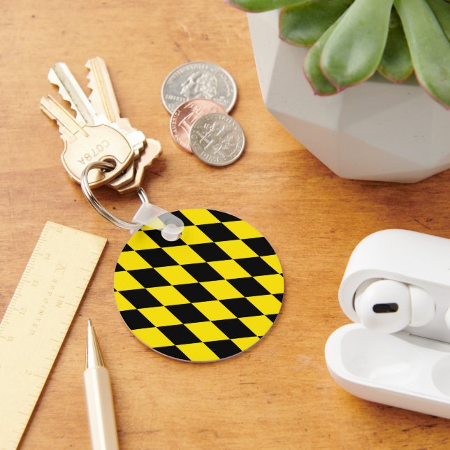 Llavero Patrón de bandera de diamantes de Baviera negra y  (Escritorio )