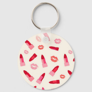 Llavero Patrón de beso con lápiz labial rosa
