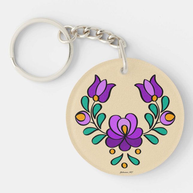 Llavero Patrón de bordado húngaro - Keychain acrílico (Frente)