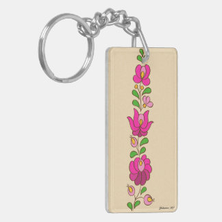 Llavero Patrón de bordado húngaro, "Matyó" - rosa
