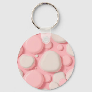 Llavero Patrón de burbuja 3D rosa blanco abstracto pastel
