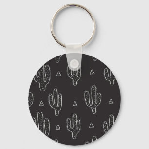 Llavero Patrón de cactus negro dibujado a mano
