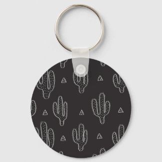 Llavero Patrón de cactus negro dibujado a mano