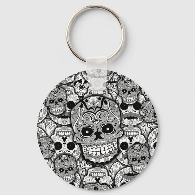 Llavero Patrón de calaveras azucareras (Anverso)