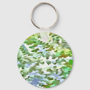Llavero Patrón de camuflaje blanco, verde y azul en polvo