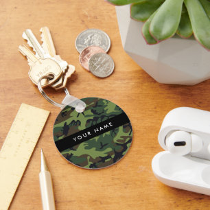 Llavero Patrón de camuflaje verde, nombre, personalización