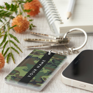 Llavero Patrón de camuflaje verde, nombre, personalización
