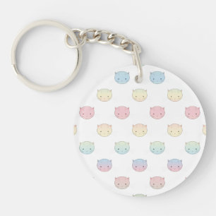 Llavero Patrón de caras de gatito pastel adorable